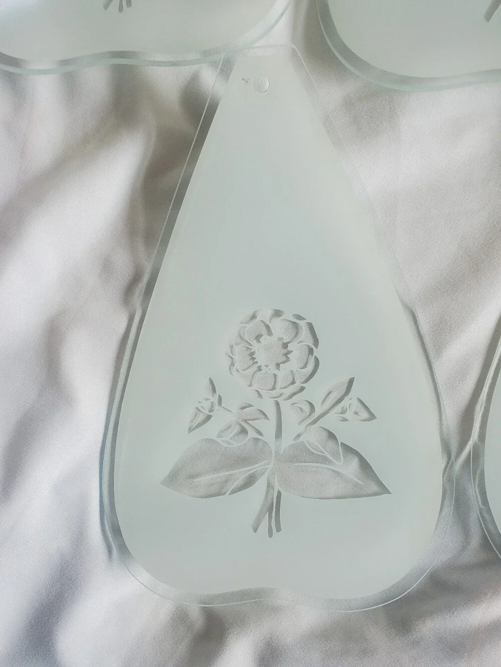 Frosted Glass Floral Vtg Lampshade  Replacement Panels Rose Sunflower, Set Of 6